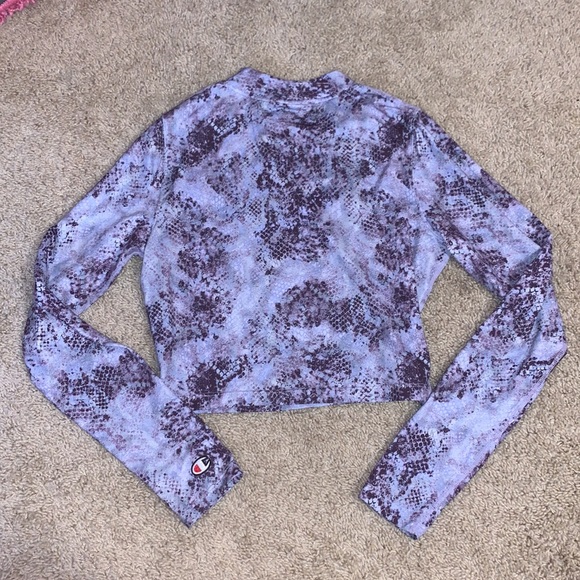 Women’s Champion Purple Snakeskin Long Sleeve Cropped Workout Top Small - Picture 9 of 9